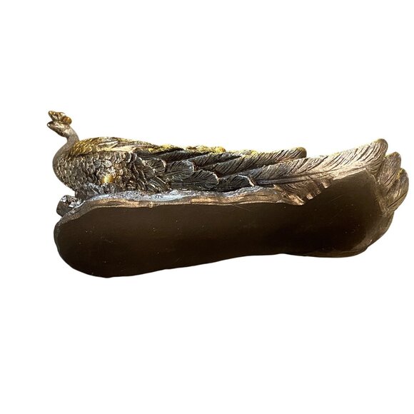 Home Centre Corsica Mayur Polyresin Standing Peacock Figurine Gold Silver - Picture 9 of 15